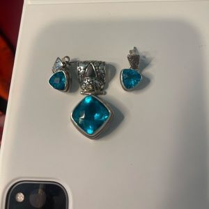 Topaz and SS pendant and earrings set